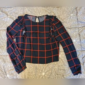 Cropped check blouse